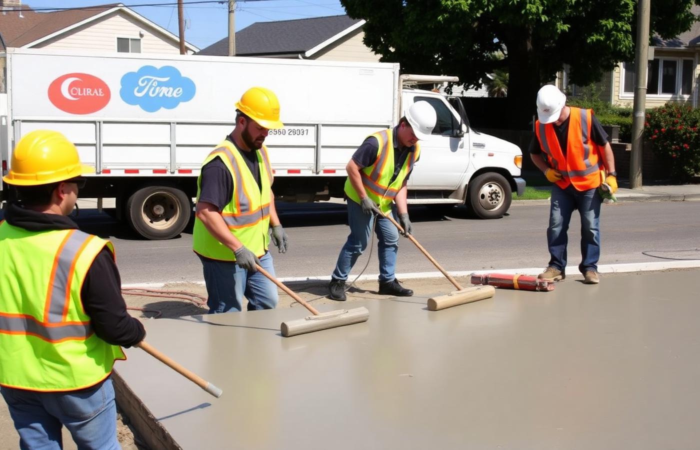 Big Concrete Inc crew finishing a freshly poured slab